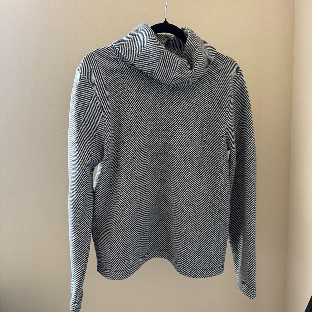 J. Crew l Black and White Herringbone Turtleneck Sweater